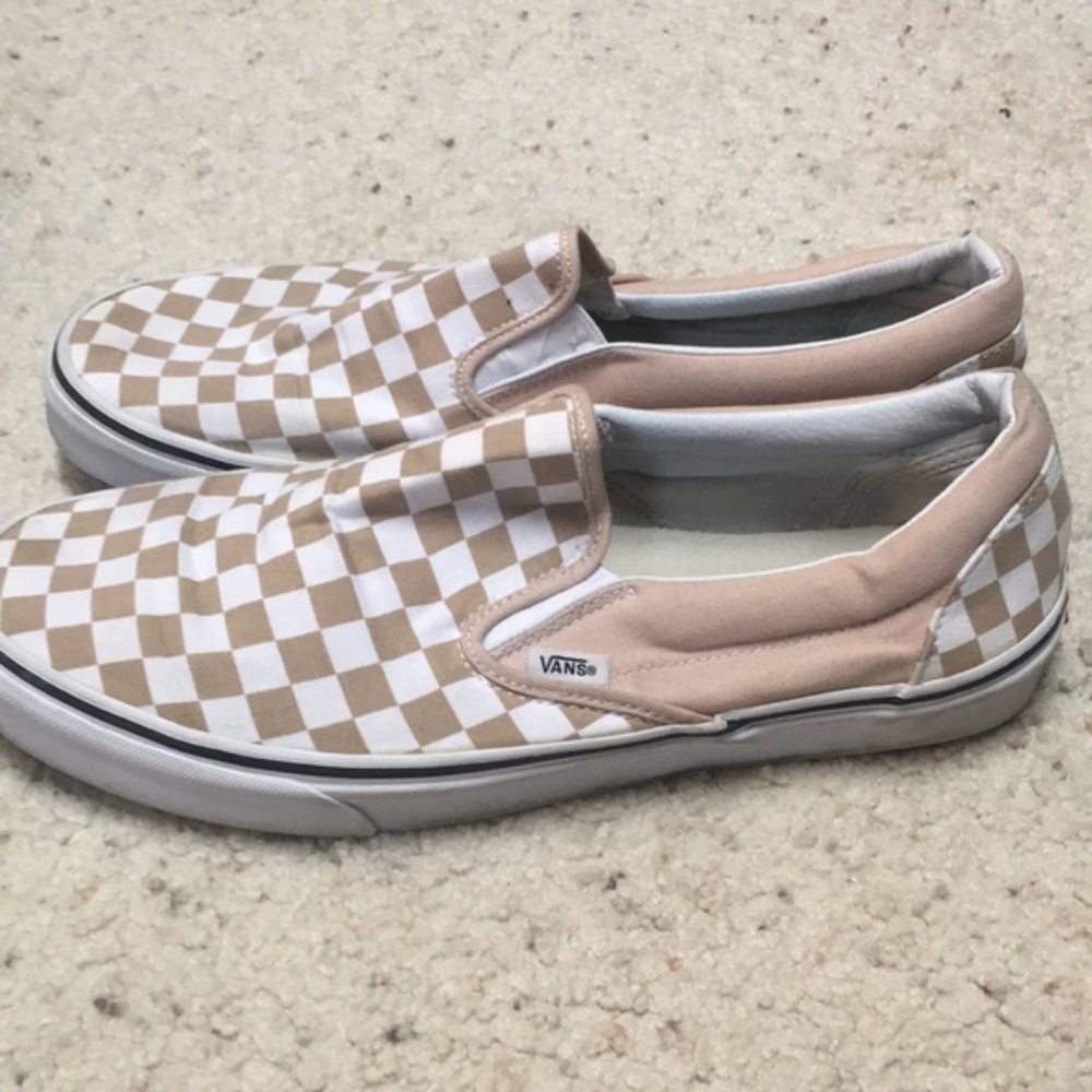 Vans Tan Checkerboard Slip-On